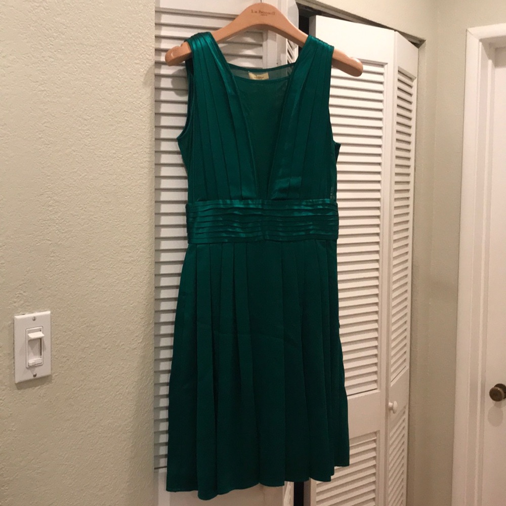 Issa London Sheer Satin dress 2 Emerald